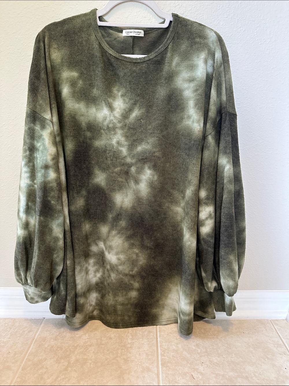 Casual Crewneck Tie-Dye Pullover - Olive Green